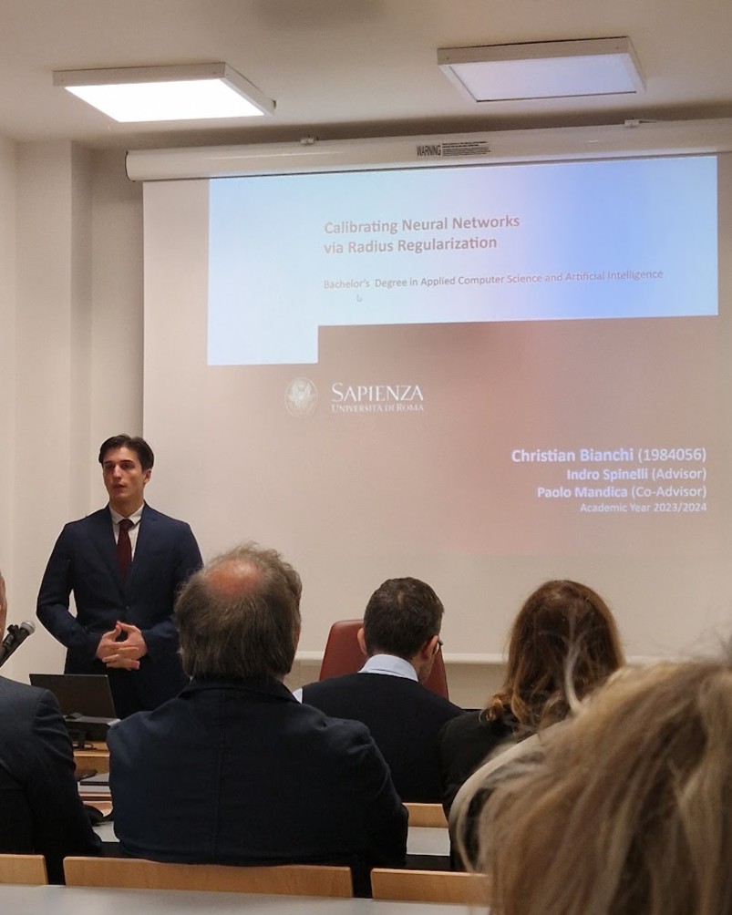 Christian Bianchi presenting his bachelor's thesis.